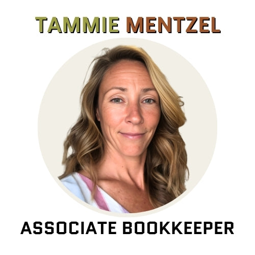 Team calendar profile image of Tammie Mentzel at Accounting Therapy, showing availability for QuickBooks support, bookkeeping services, and client scheduling